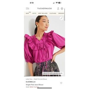 Cleobella Bright Pink Ruffle-Trim Blouse